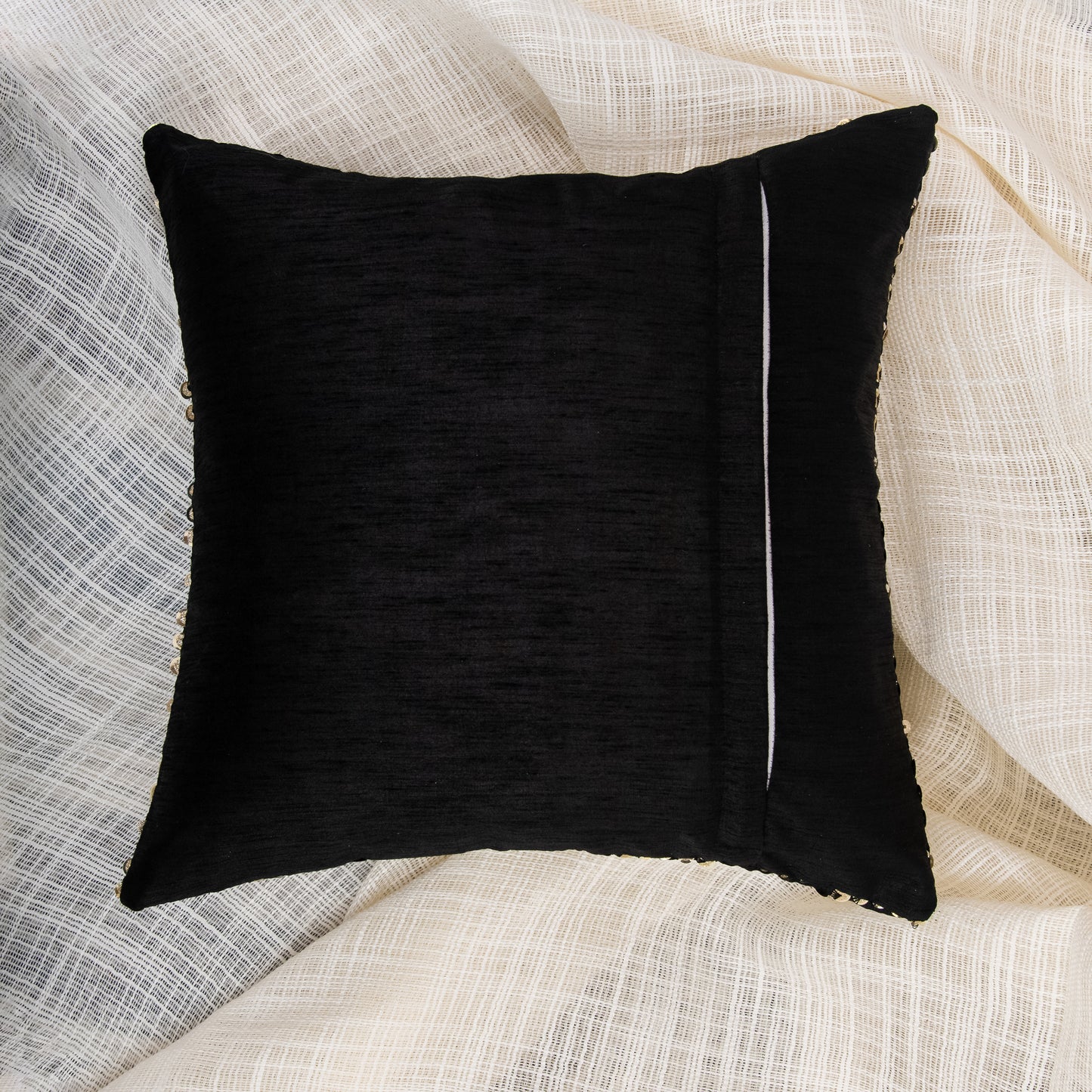 Black Brocade Fabric Cushion Covers (Set of 5pcs)