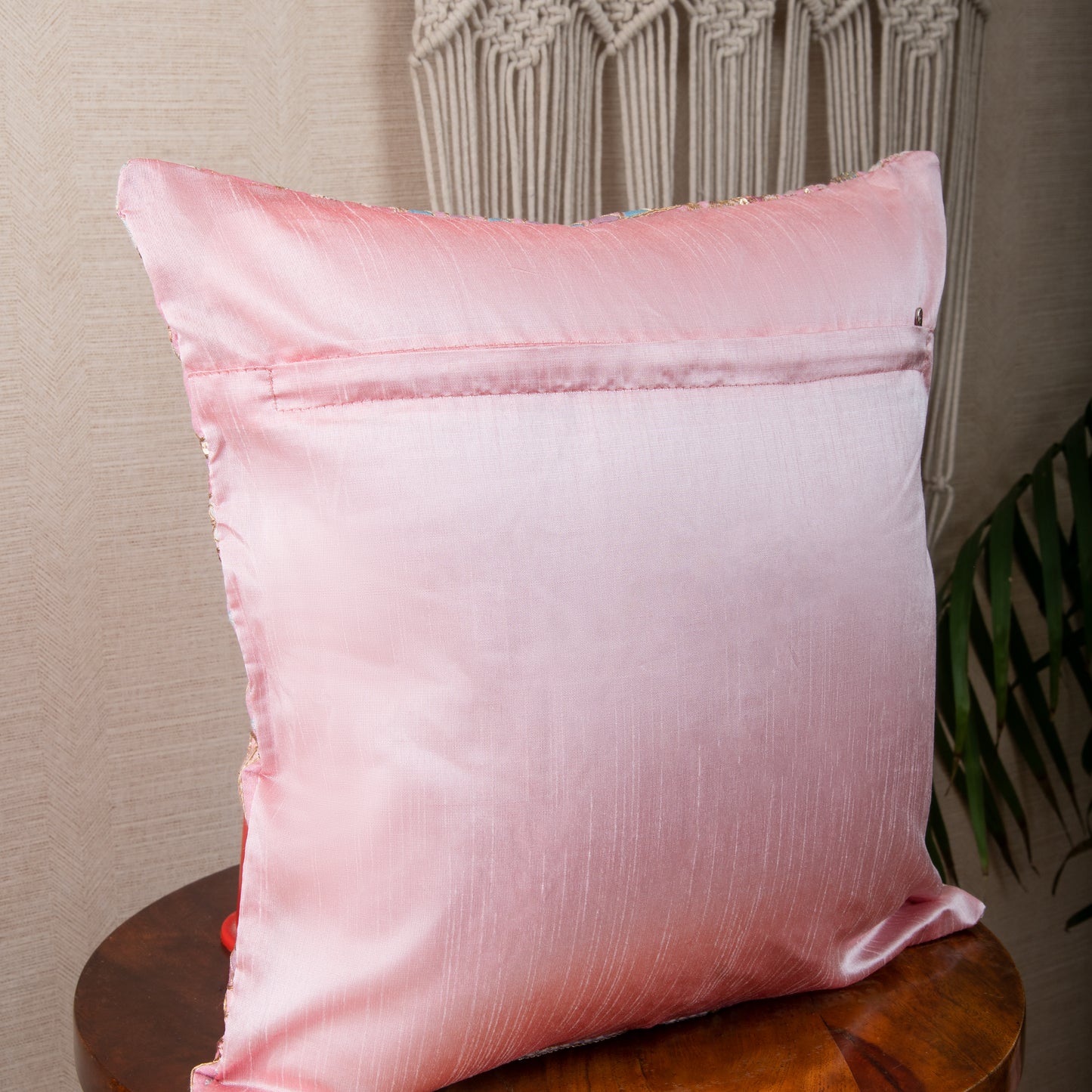 Baby Pink Brocade Jari Work Cushion Covers (Set of 5pcs)