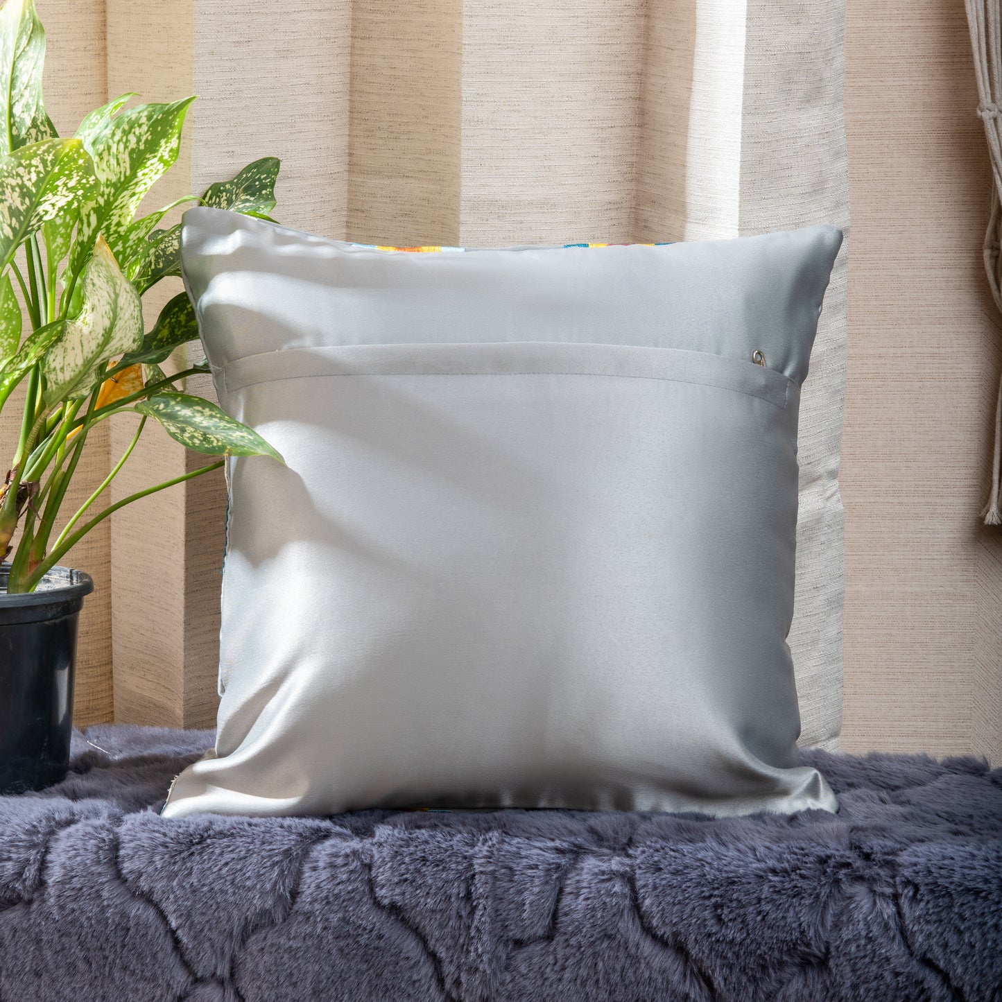 Grey Colour Embroided Cushion Covers  (Set of 5pcs)