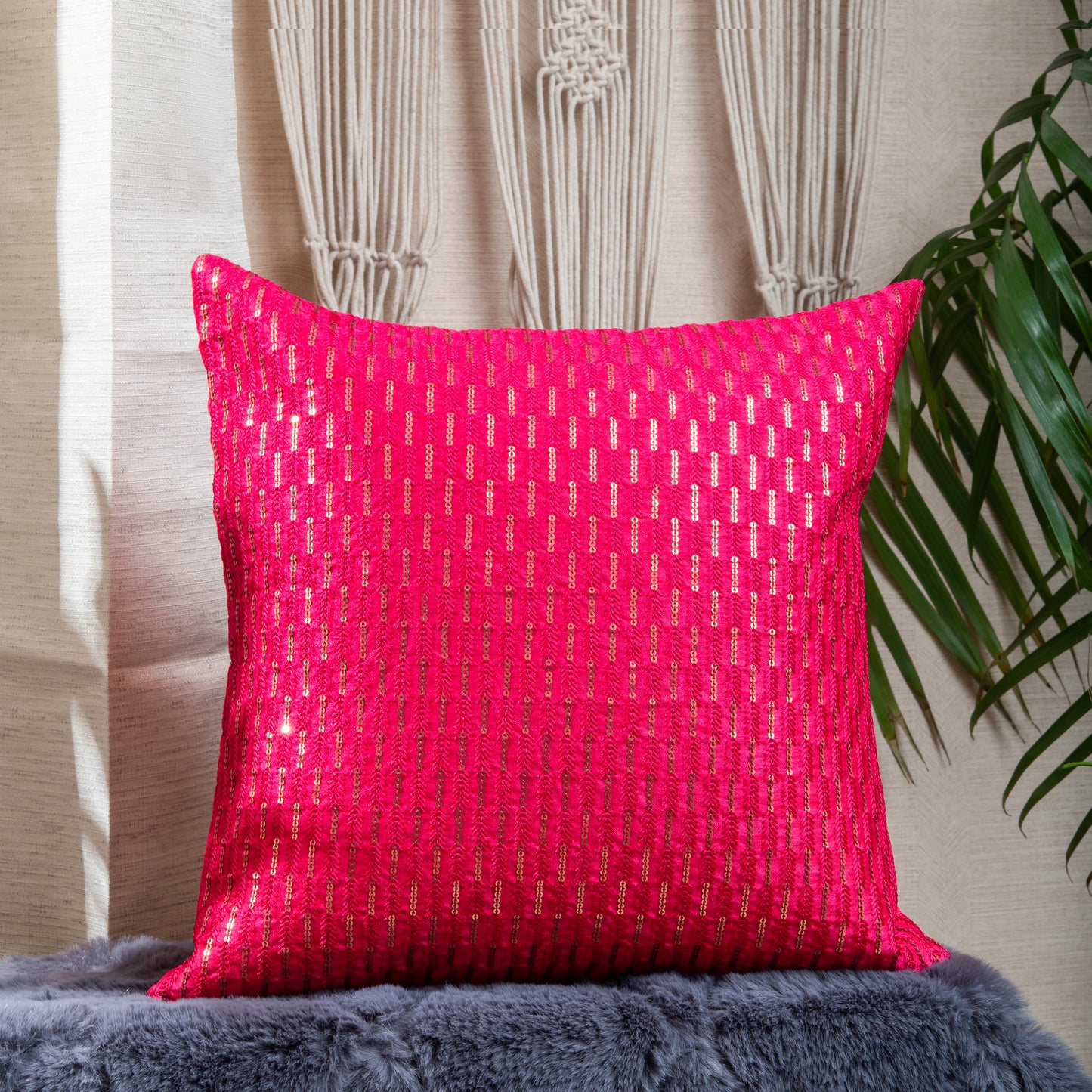 Pink (RANI) Embroiderd Cushion Covers (Set of 5pcs)