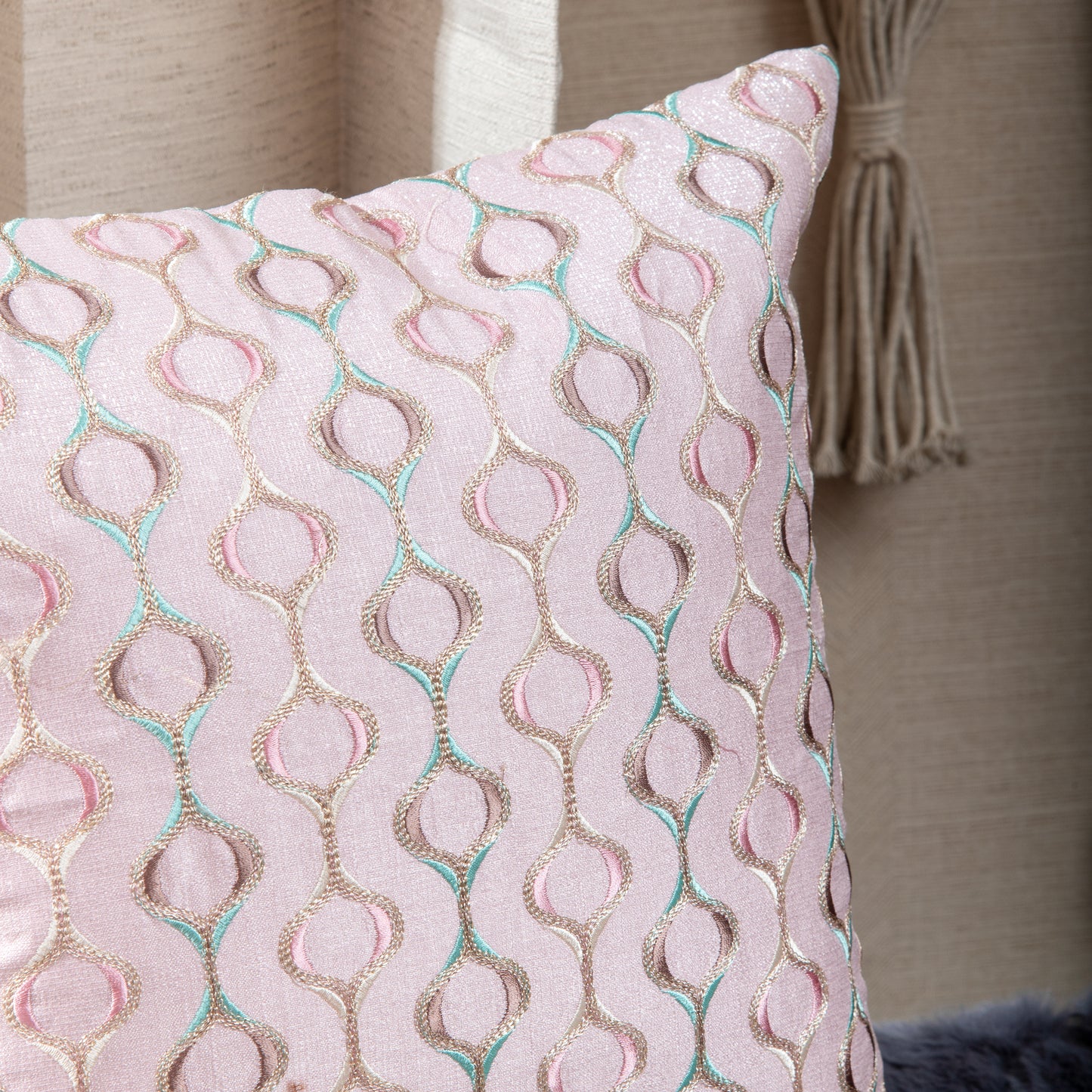 Pink Embroiderd Cushion Covers (Set of 5pcs)