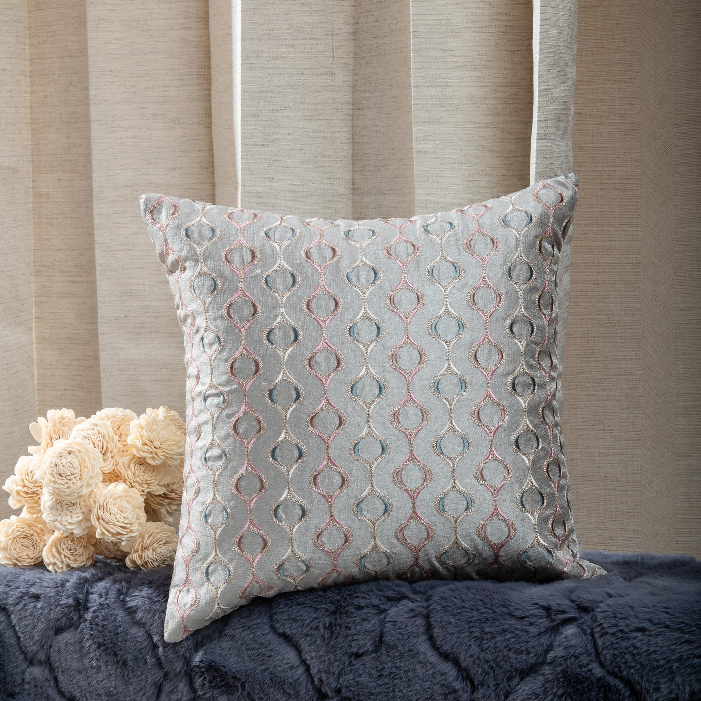 Grey Embroiderd Cushion Covers (Set of 5pcs)