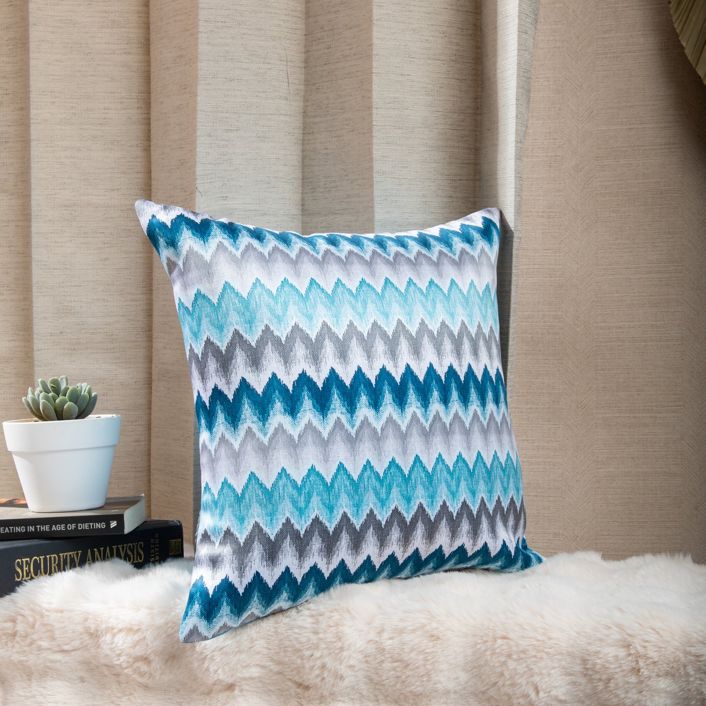 Blue Digital Zig Zag Cushion Covers (Set of 5pcs)