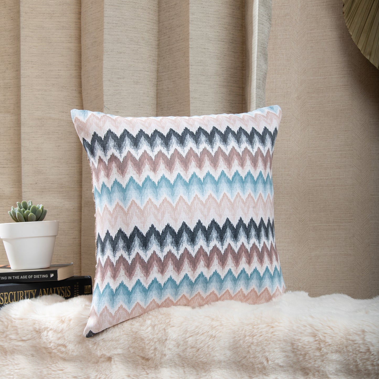 Light Brown Digital Zig Zag Cushion Covers (Set of 5pcs)