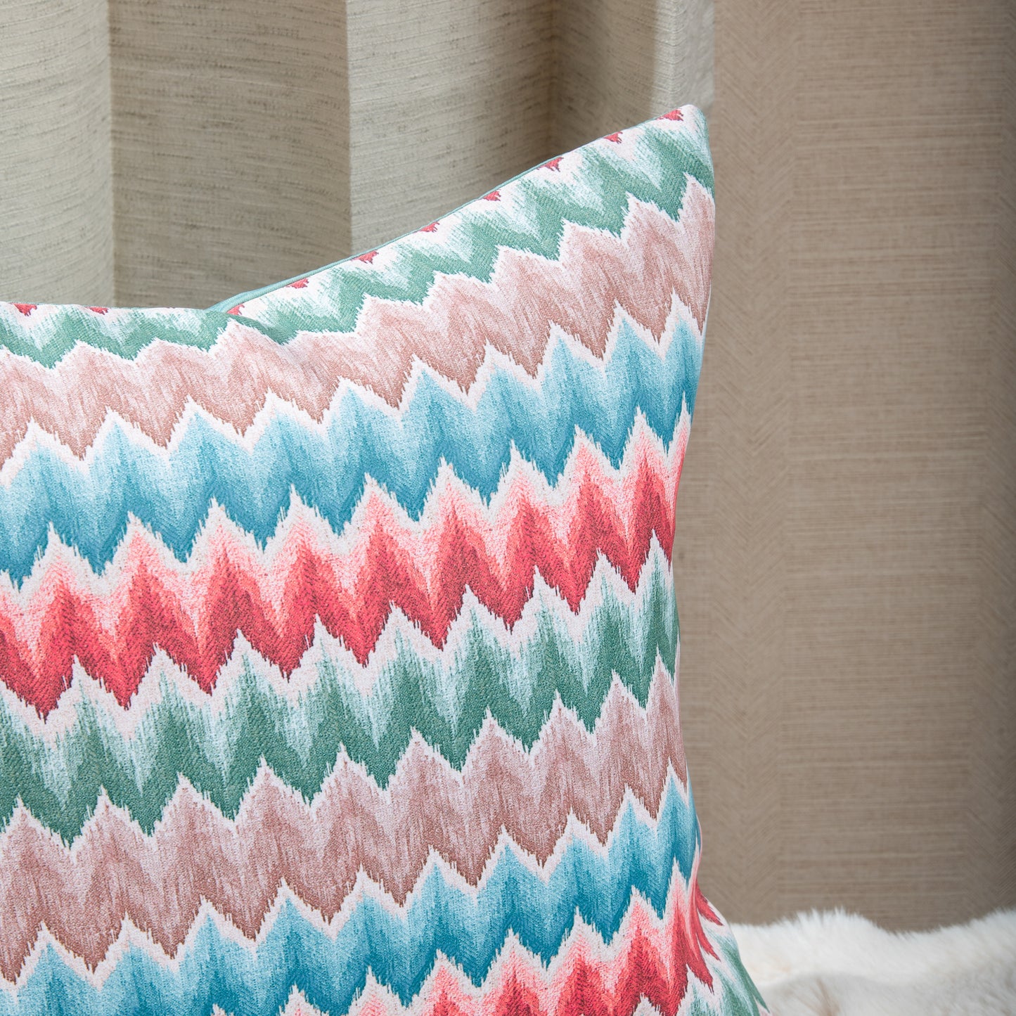 Turkoish Blue Digital Zig Zag Cushion Covers (Set of 5pcs)