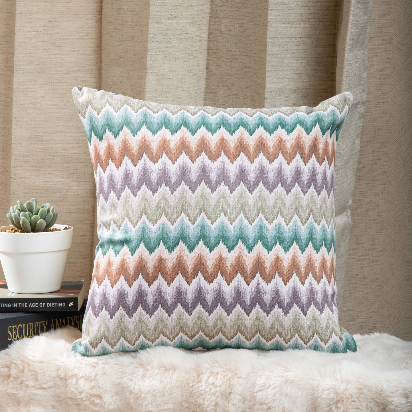 Golden Beige Digital Zig Zag Cushion Covers (Set of 5pcs)