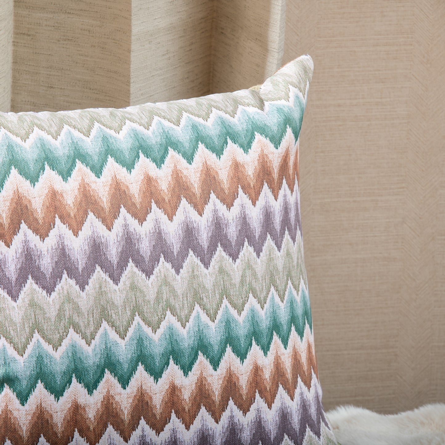 Golden Beige Digital Zig Zag Cushion Covers (Set of 5pcs)