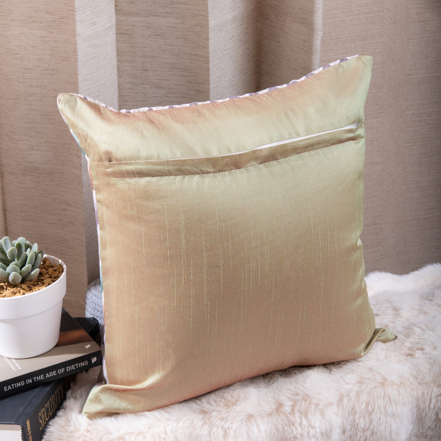 Golden Beige Digital Zig Zag Cushion Covers (Set of 5pcs)