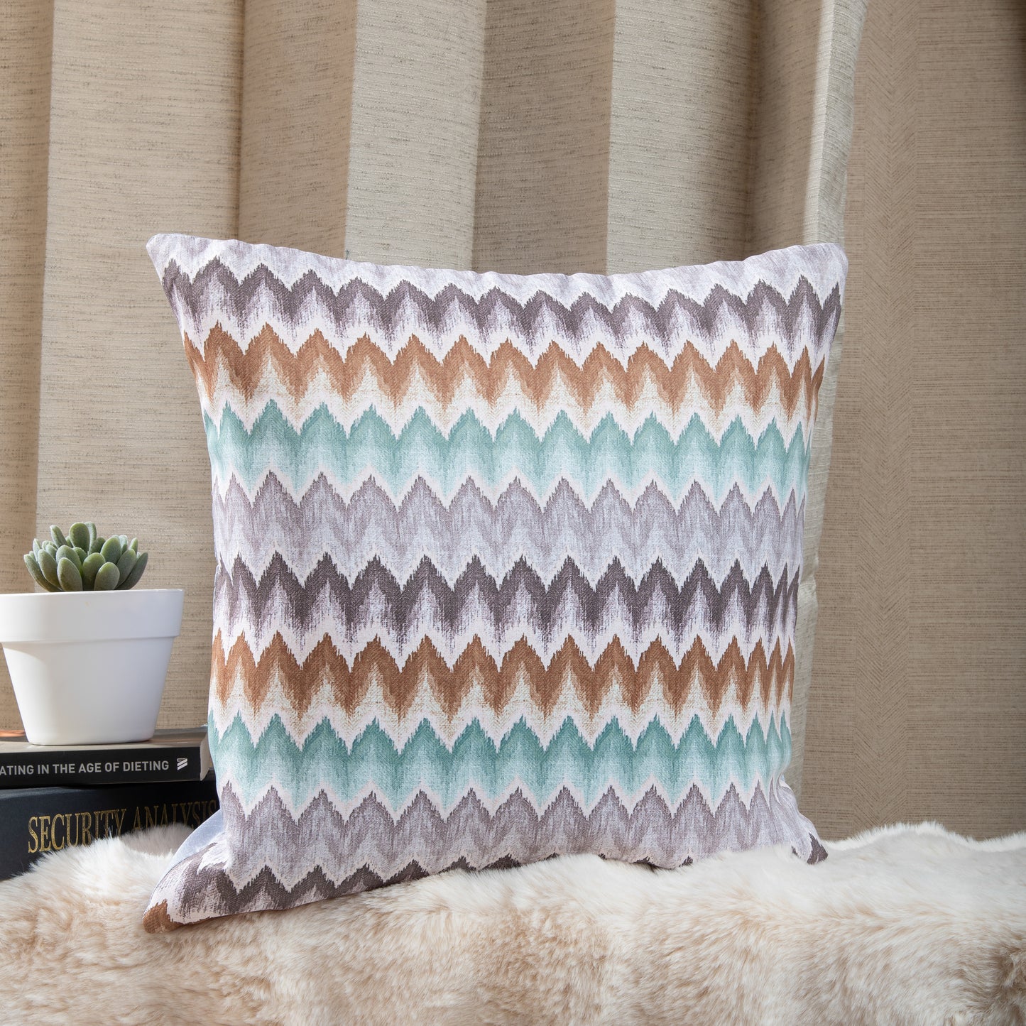 Bluish Grey Digital Zig Zag Cushion Covers (Set of 5pcs)