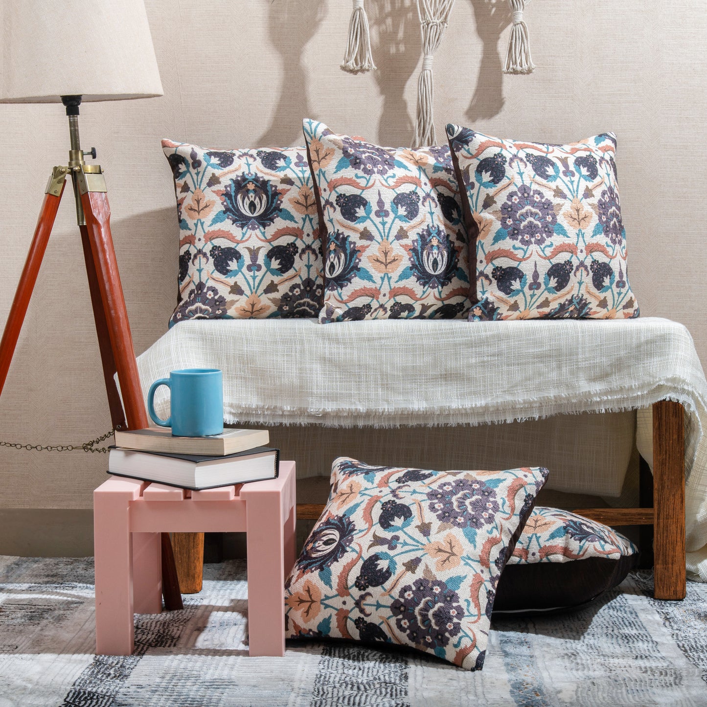 Blue & Brown Digital Printing Cushion Covers (Set of 5pcs)